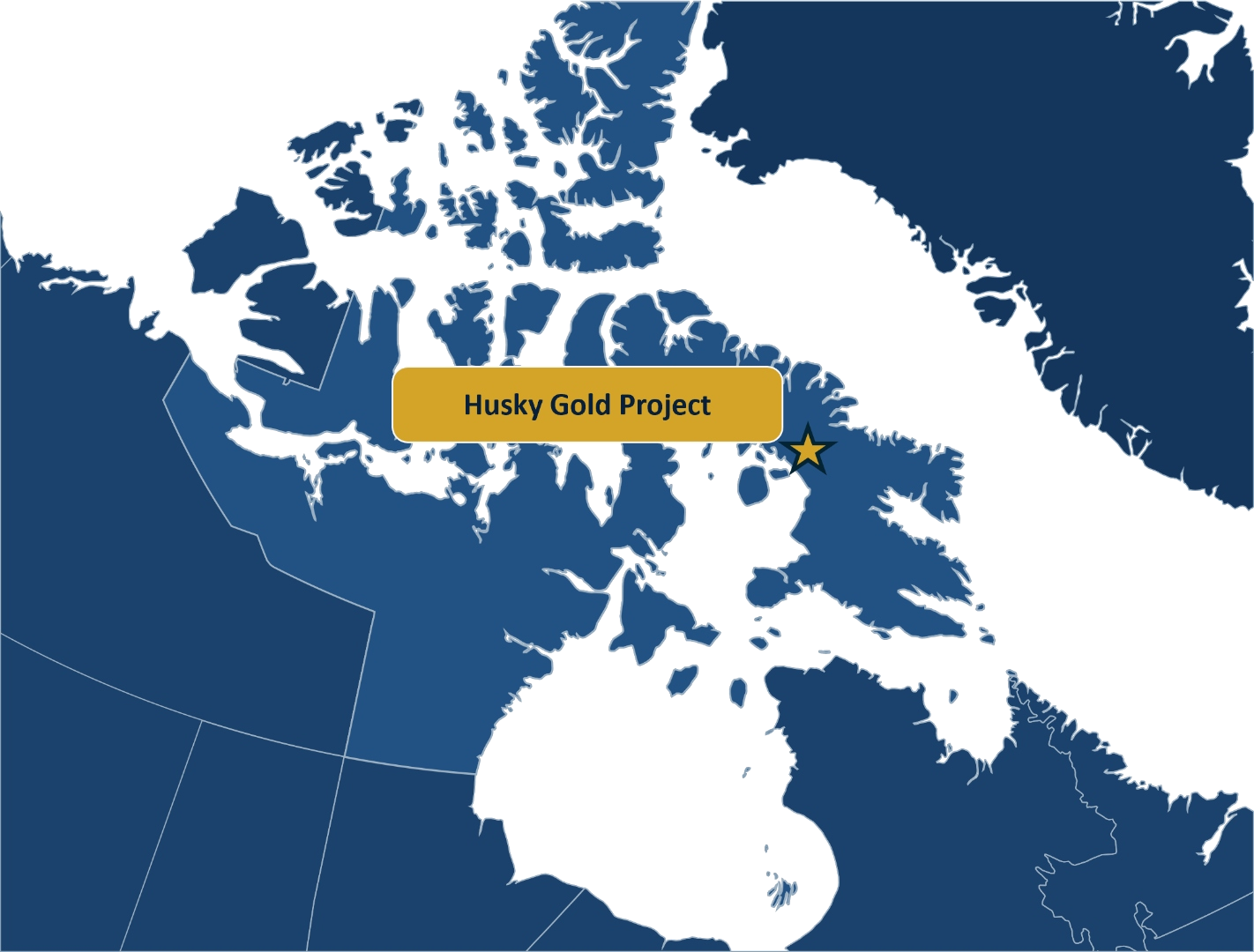 Map of Nunavut showing the location of the Husky Gold Project near Baffin Island